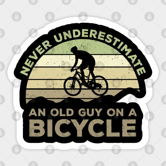 Never Underestimate An old Guy On A Bicycle - Christmas Gift Idea Sticker by Zen Cosmos Official